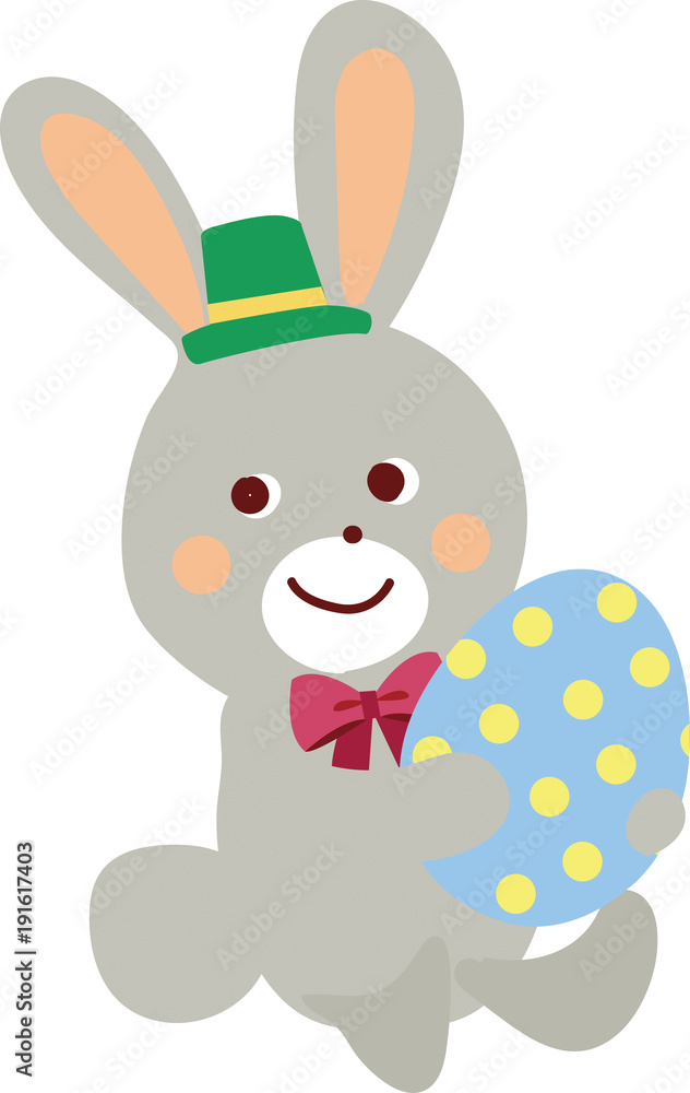 Obraz premium イースターエッグを抱えるウサギのイラスト