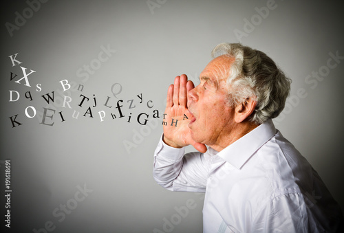 Old man in white is screaming.