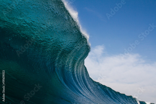 Obraz na płótnie Abstract wave, breaking, ocean, blue, sky clouds