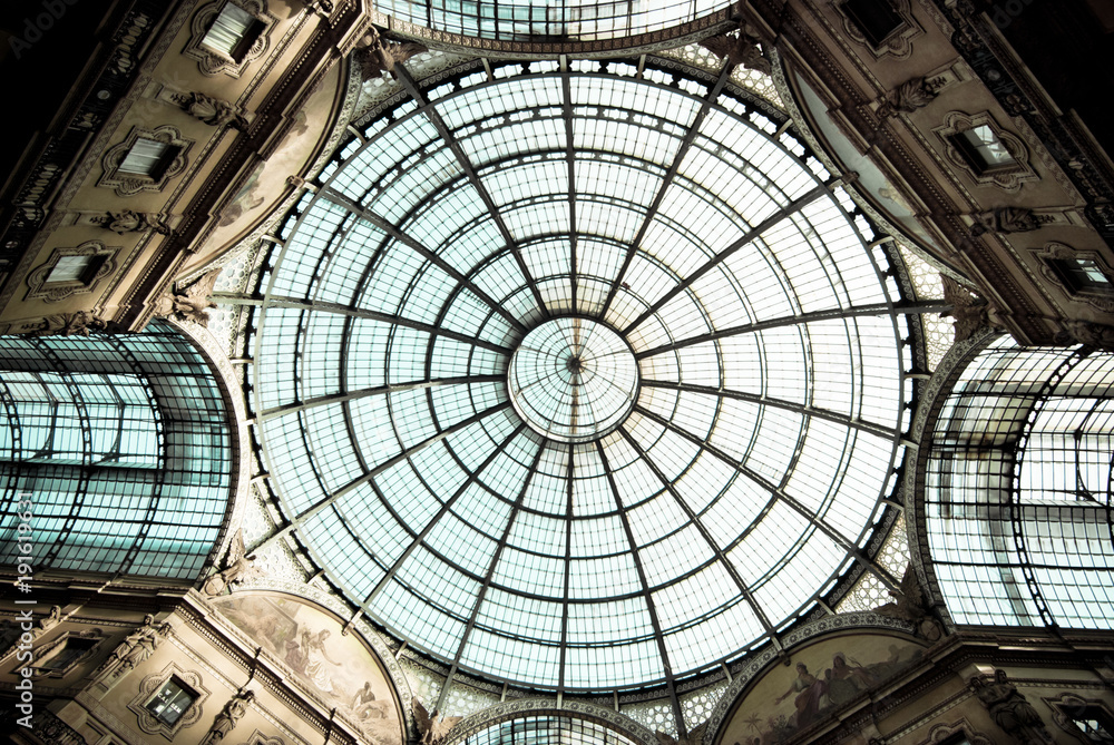 detail of the glass roof of the Vittorio Emanuele II gallery