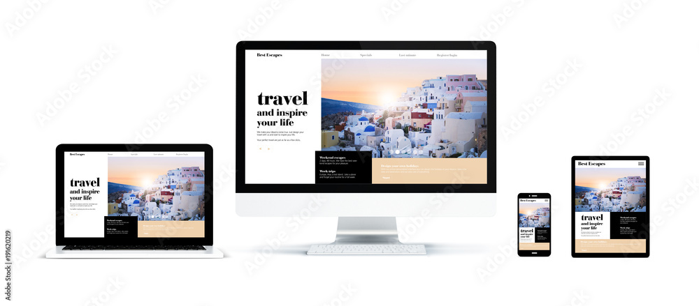 realistic devices isolated travel website realistic devices isolated travel website
