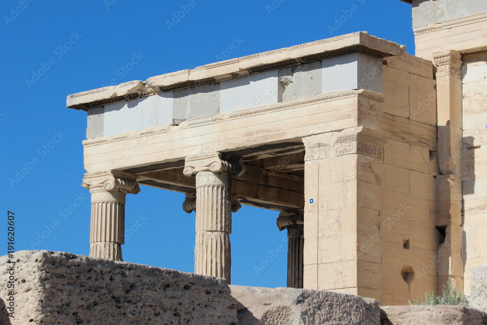 Ruins of the temple parthenon at the Acropolis in Greece