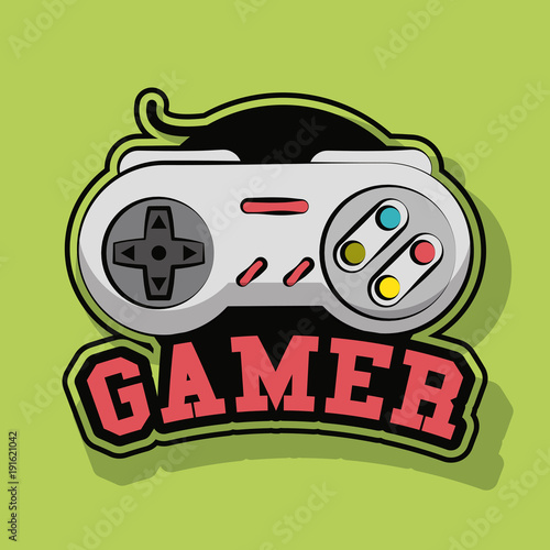 Gamer gamepad technology icon vector illustration graphic design