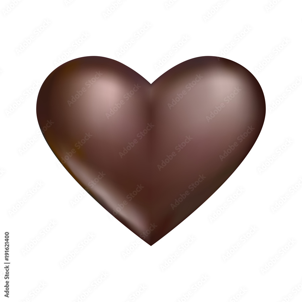 Chocolate heart. Heart of chocolate color on a white background Chocolate heart. Heart of chocolate color on a white background