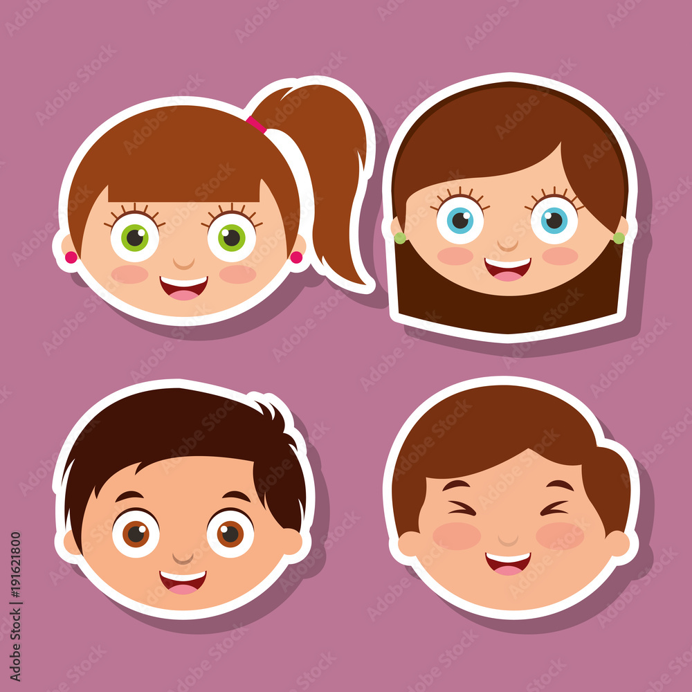 group litlle kids faces smiling expression vector illustration group litlle kids faces smiling expression vector illustration