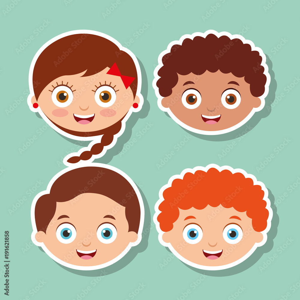 group litlle kids faces smiling expression vector illustration group litlle kids faces smiling expression vector illustration