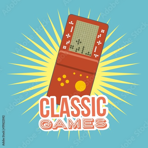 classic video game console portable gadget vector illustration