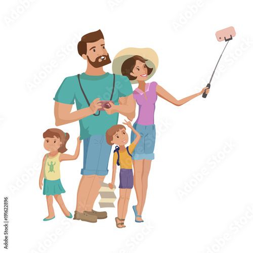 Family mother and little son selfie vector