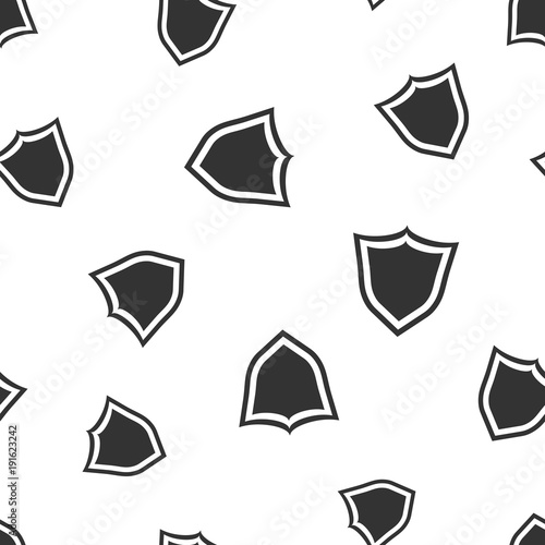 Shield protection seamless pattern background icon. Business flat vector illustration. Shield sign symbol pattern.