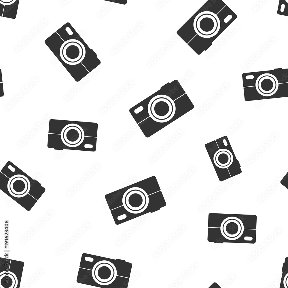 Camera icon seamless pattern background. Business flat vector illustration. Photography sign symbol pattern. Camera icon seamless pattern background. Business flat vector illustration. Photography sign symbol pattern.