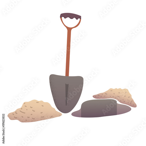 Shovel digging a pit illustration