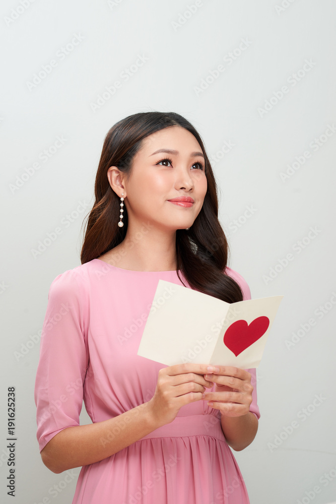 Beautiful asian girl with love letter. Happy woman day. Beautiful asian girl with love letter. Happy woman day.