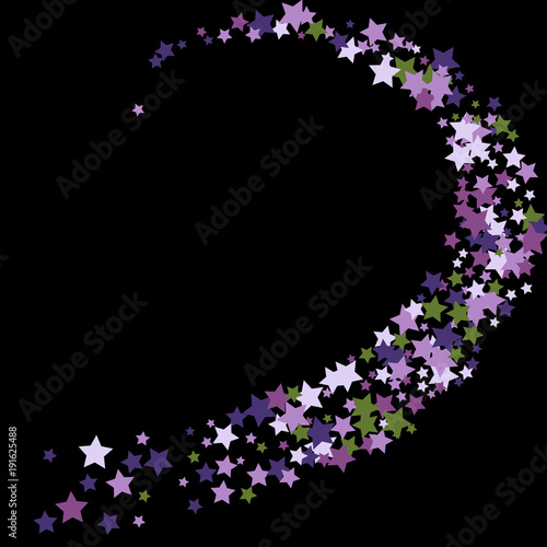 Colorful Stars Confetti, Mystery Sparkling Vector Background. Trendy Glowing Magic Glitter, Lights. Festive Falling Colorful Stars Confetti for Ads, Posters. 