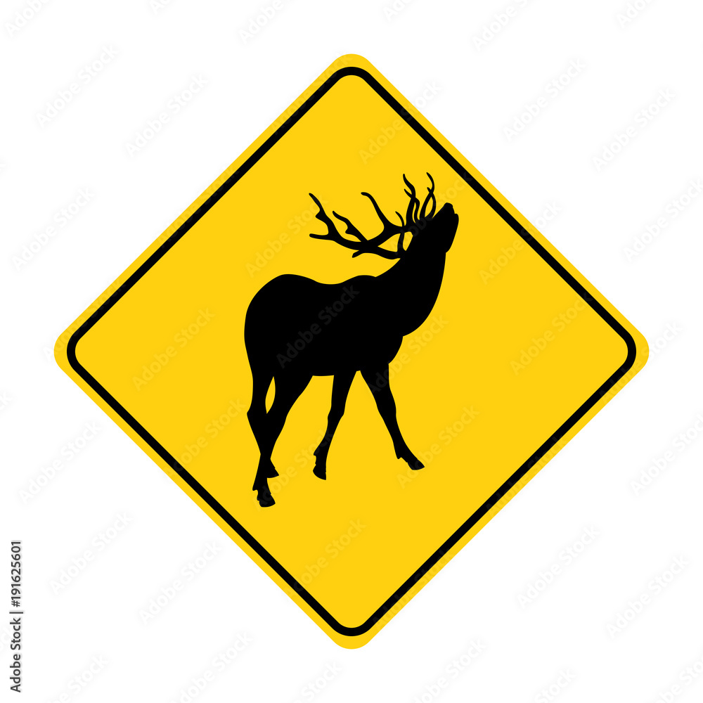 deer silhouette animal traffic sign yellow vector deer silhouette animal traffic sign yellow vector