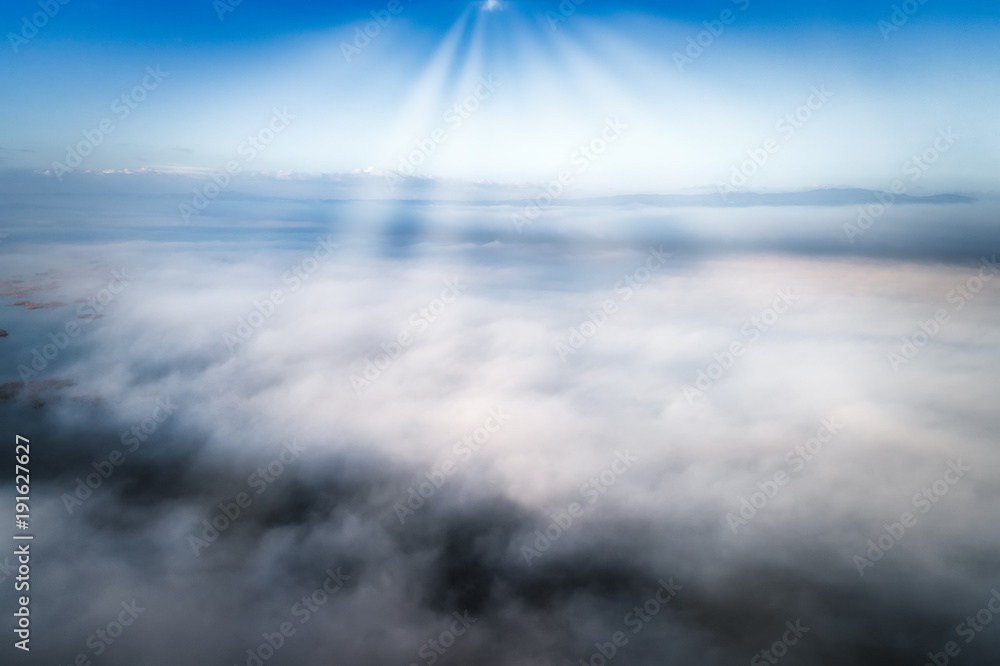 Aerial View. Flying over the clouds .