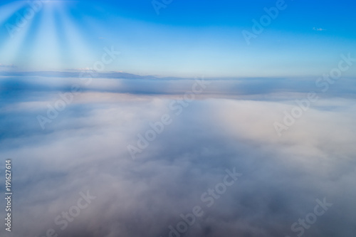 Aerial View. Flying over the clouds .