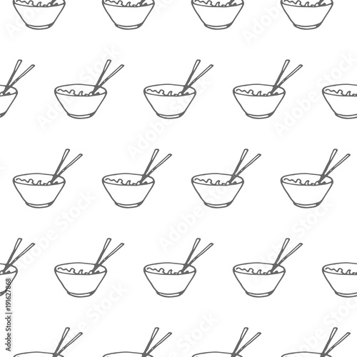 a plate with chopsticks seamless vector pattern
