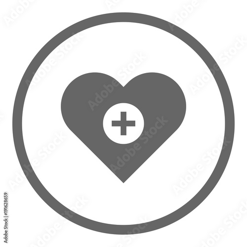 Heart with medical cross. Vector icon.