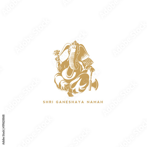 Golden Lord Ganesh vector illustration