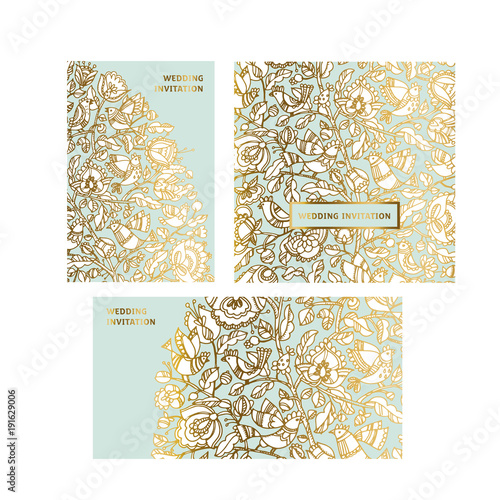 Gold and mint color folk de...