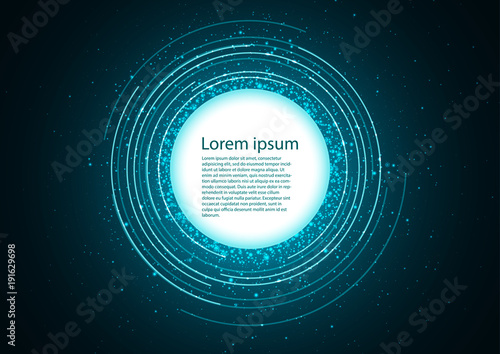 Blue background with concentric circles and sparks photo