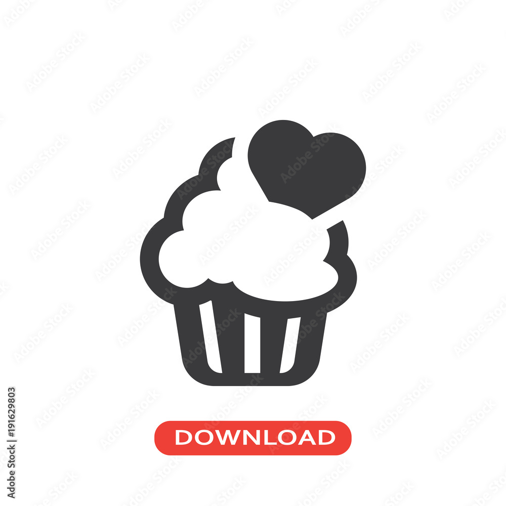 Muffin decorated with a chocolate heart icon Muffin decorated with a chocolate heart icon