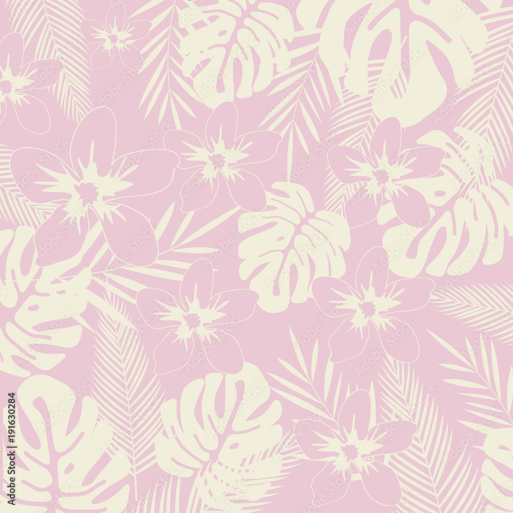 Tropical jungle leaves seamless pattern background. Tropical poster design. Monstera art print. Wallpaper, fabric, textile, wrapping paper vector illustration design
