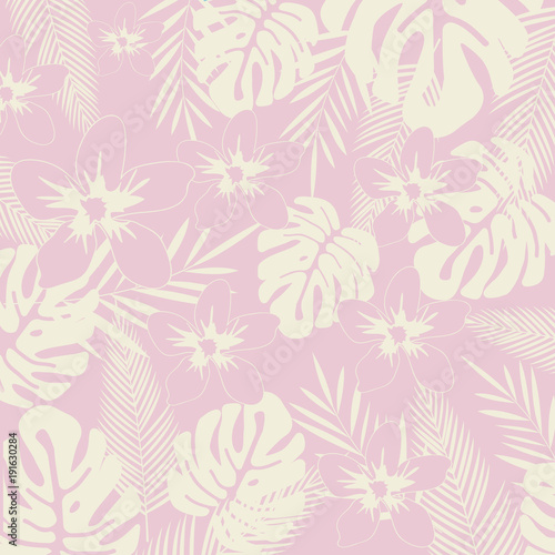Tropical jungle leaves seamless pattern background. Tropical poster design. Monstera art print. Wallpaper  fabric  textile  wrapping paper vector illustration design