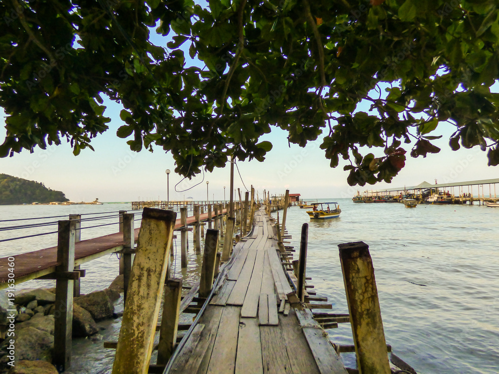 Wooden pier in Teluk Bahang village - Penang, Malaysia