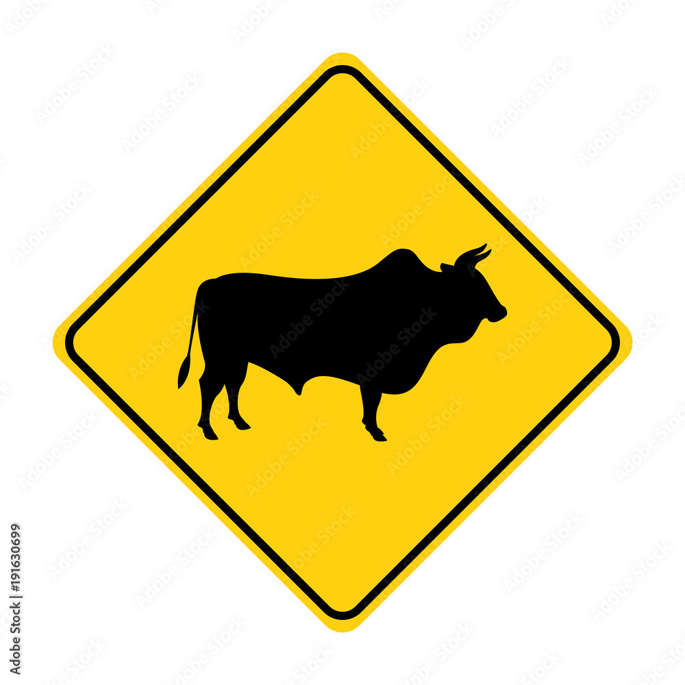 buffalo silhouette animal traffic sign yellow vector buffalo silhouette animal traffic sign yellow vector