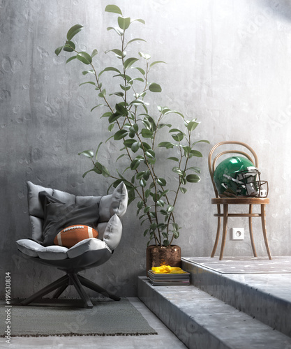 Modern sports themed living room photo