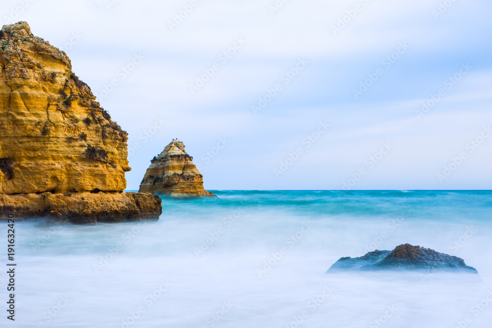 Rocky cliffs of Praia Dona Ana at Lagos, Portugal