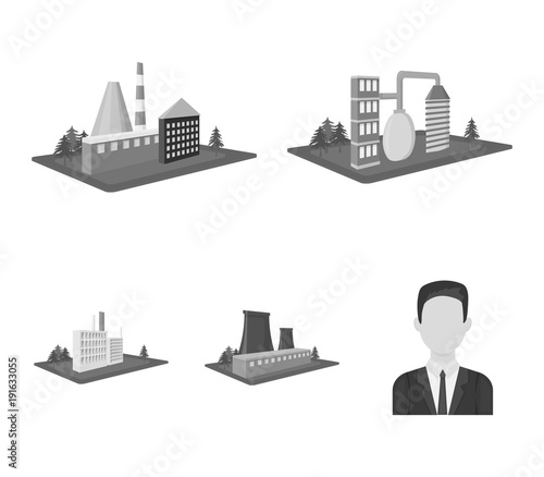 Processing factory,metallurgical plant. Factory and industry set collection icons in monochrome style isometric vector symbol stock illustration web.
