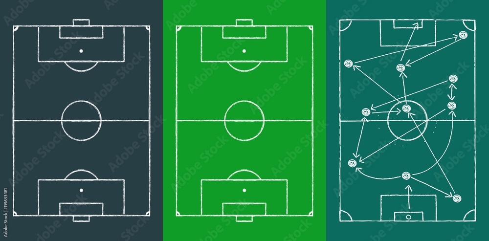 Fototapeta premium Grungy Soccer field and stratetgy scribble,design templates,vector