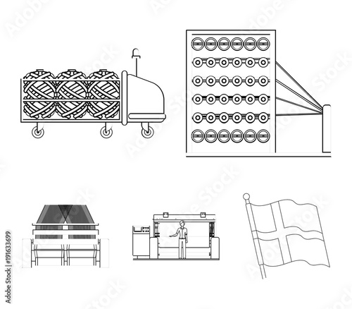 Machine, equipment, spinning, and other web icon in outline style., Appliances, inventory, textiles icons in set collection.