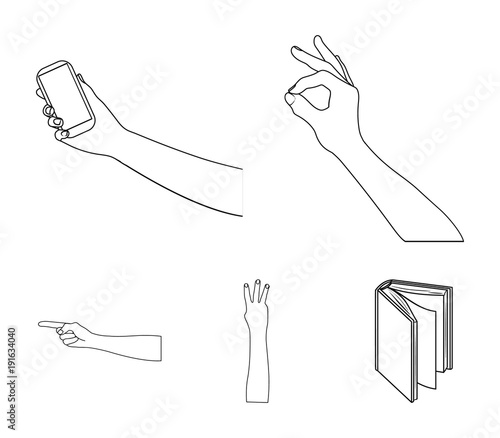 Sign Language outline icons in set collection for design.Emotional part of communication vector symbol stock web illustration.