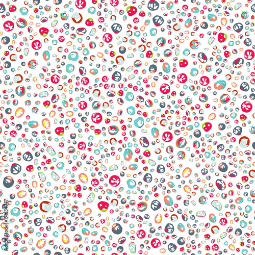 Pattern of 12 kinds of spots, different size, multicolor