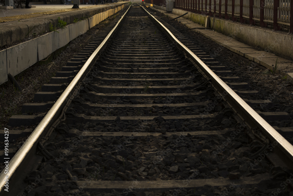 railway station on sunny day railroad travel railway tourism rural industrial landscape