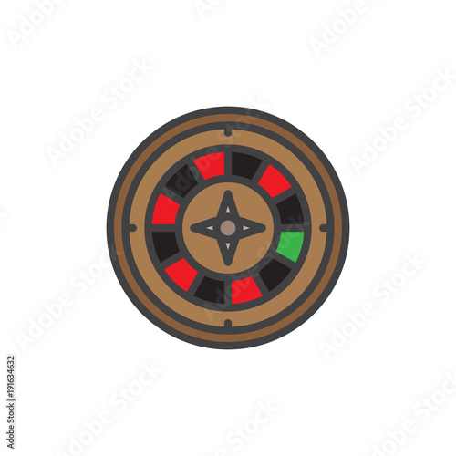 Casino roulette game filled outline icon, line vector sign, linear colorful pictogram isolated on white. Symbol, logo illustration. Pixel perfect vector graphics