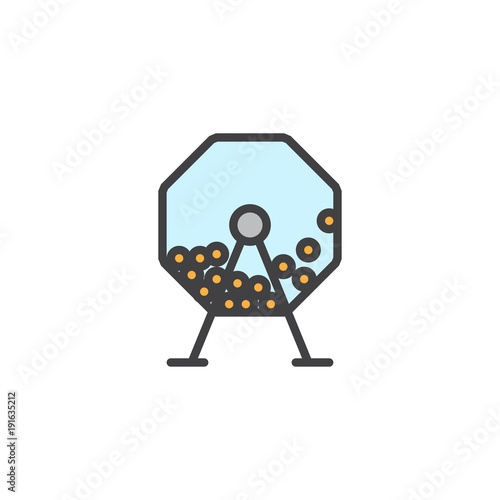 Lotto machine filled outline icon, line vector sign, linear colorful pictogram isolated on white. Lottery drum with bingo balls symbol, logo illustration. Pixel perfect vector graphics