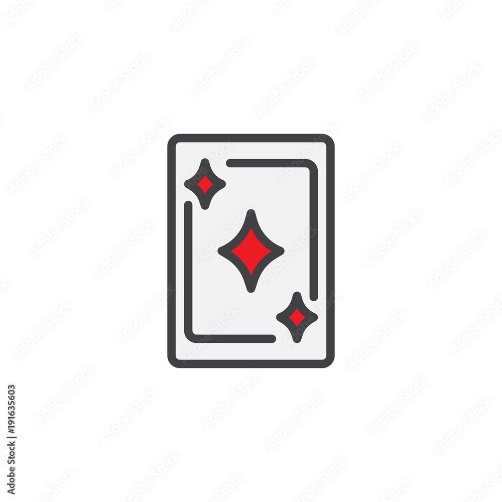 Obraz premium Diamonds card ace filled outline icon, line vector sign, linear colorful pictogram isolated on white. Casino playing card symbol, logo illustration. Pixel perfect vector graphics