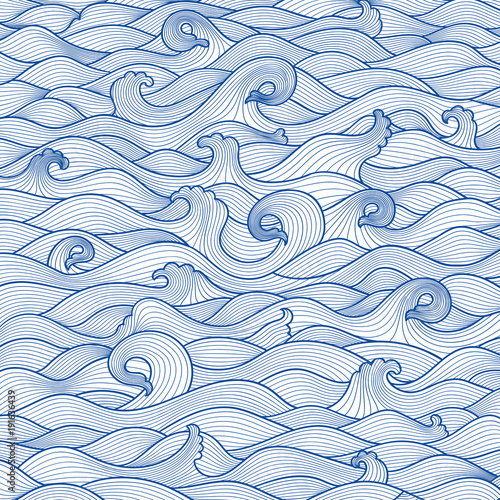 pattern monotone blue sea waves © DanIce