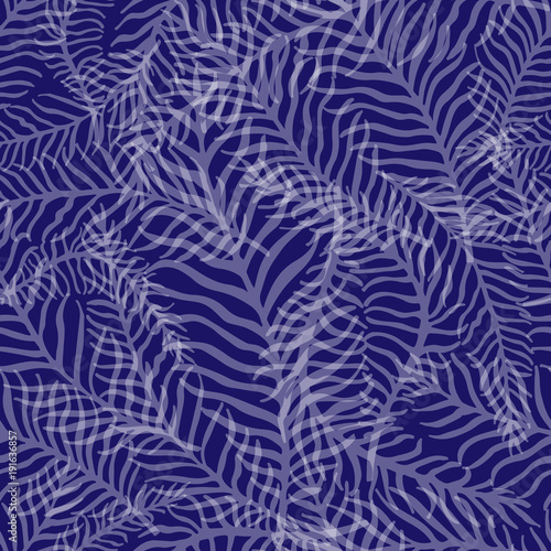 Gentle flower seamless pattern with blue fern.