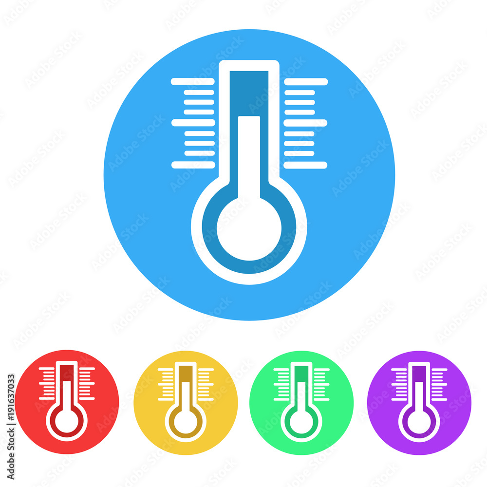 Set of thermometer flat icon on white, stock vector illustration Set of thermometer flat icon on white, stock vector illustration