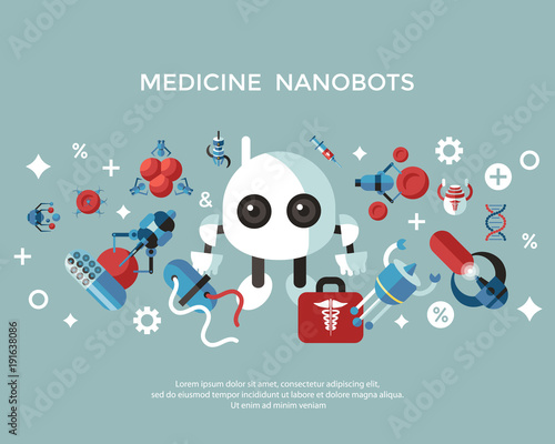 Digital smart medical nano robots concept objects