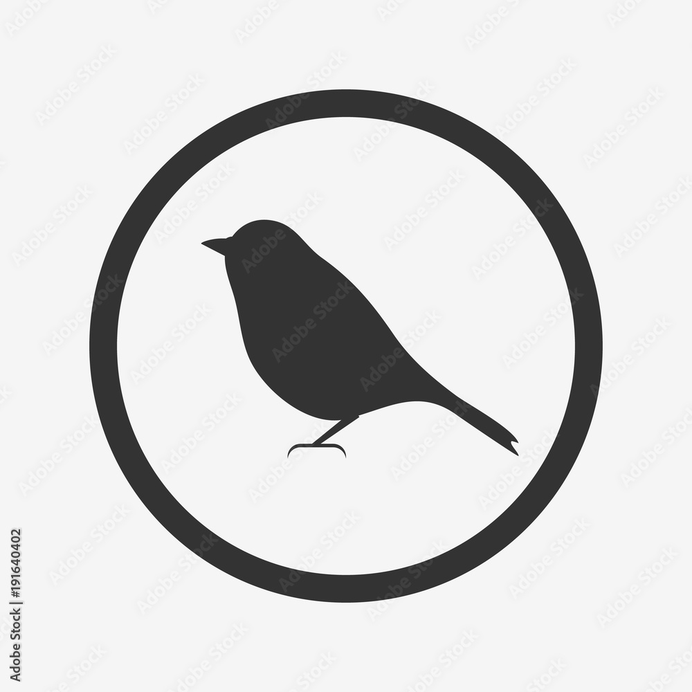 Obraz premium Bird icon, black isolated on grey background, vector illustration.