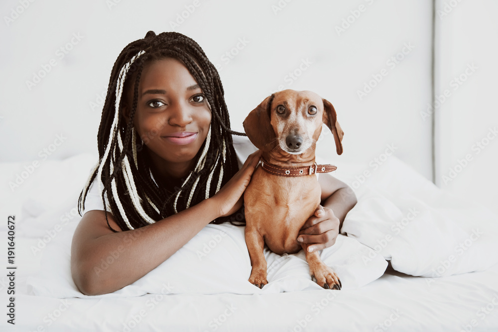 Woman and Dachshund Dog 