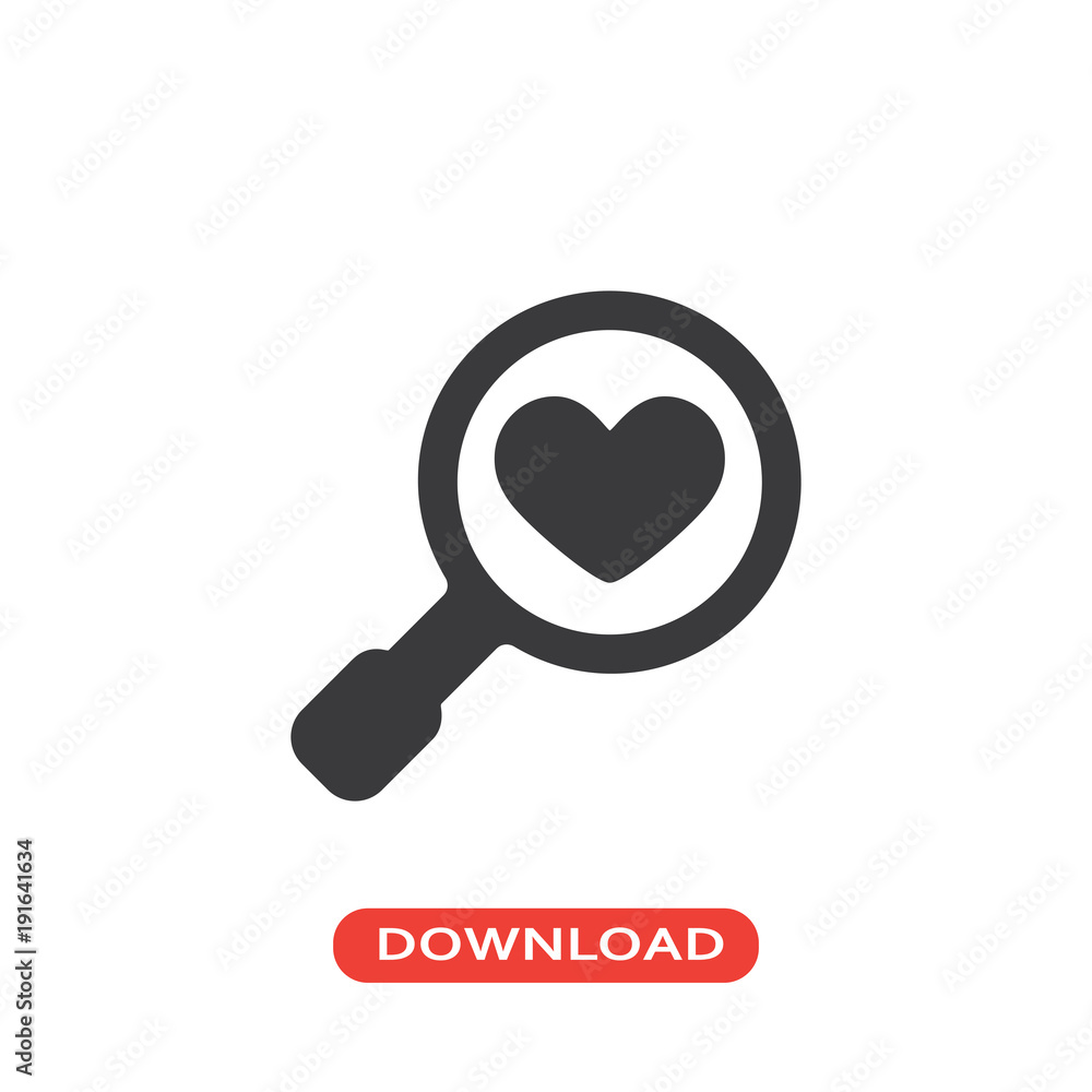 Magnifier with heart icon Magnifier with heart icon