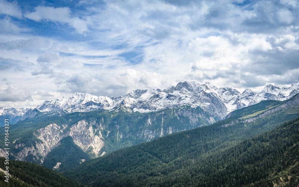 Mountain Range of the Alps on the border between Germany and Austria near Garmisch-Partenkirchen