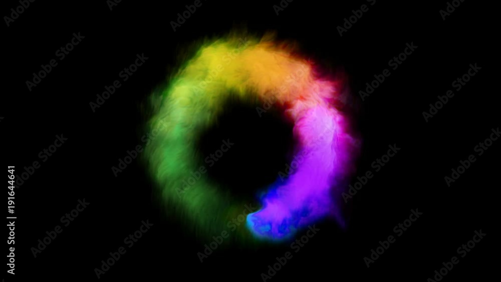 Rainbow color smoke flowing in a circle. Rainbow color smoke flowing in a circle.